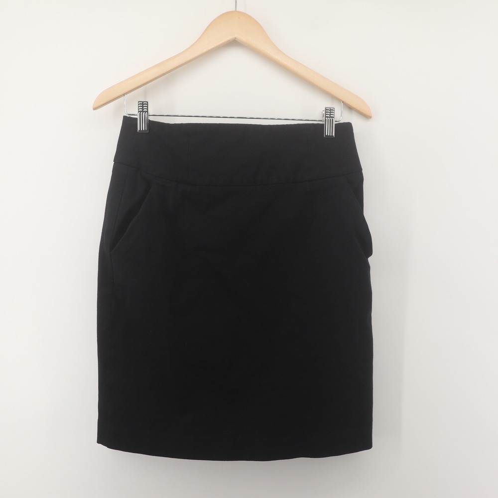 Banana Republic Pencil Skirt Womens 6 Black Stretch Modern Side Pockets
